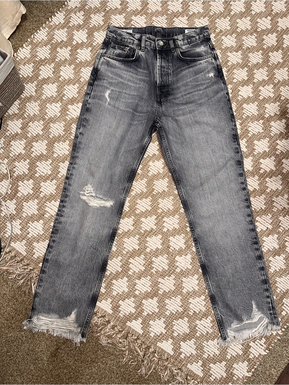 Pepe Jeans Women's Washed Gray Straight-Leg Distressed Denim
